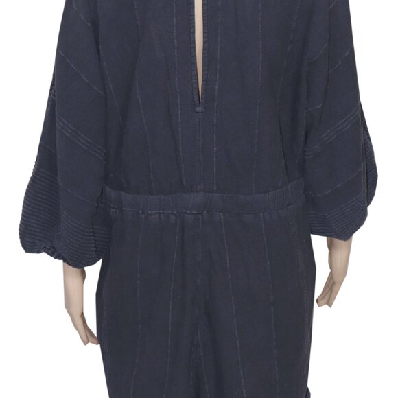 Free People Free-Est - Knotty But Nice Romper Black Textured L - Picture 5 of 7